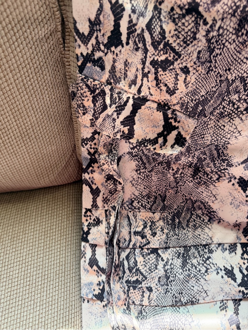 Fashion Nova Snake Print Wide Leg Cargo Pants - Beige & Black - Picture 3 of 4